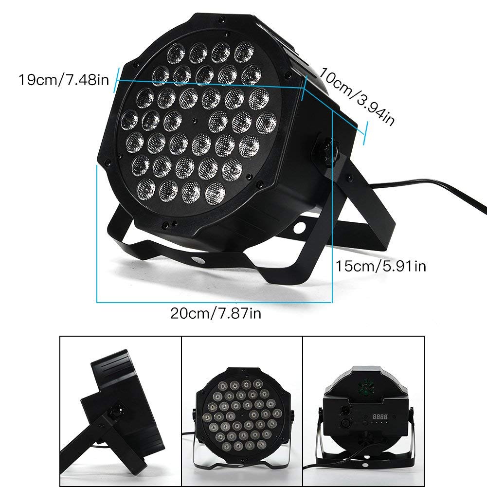 Litake Lot de 4 projecteurs LED par RVB 36 LED pour discothèque, télécommande DMX, activé pour DJ, fête, spectacle, bar, Halloween, Noël