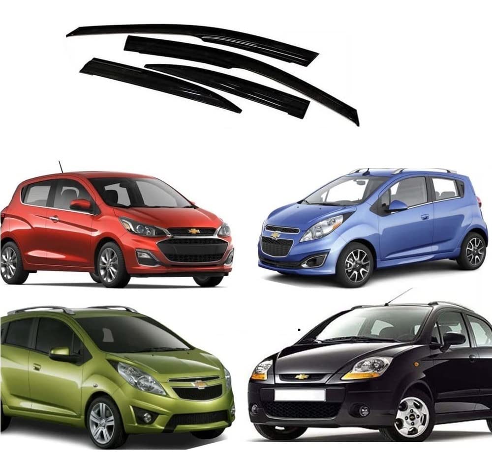 Car Unbreakable Door Visor/Wind Deflector Suitable for Chevrolet Spark Year 2005 Onwards (Set of 4 Pcs)