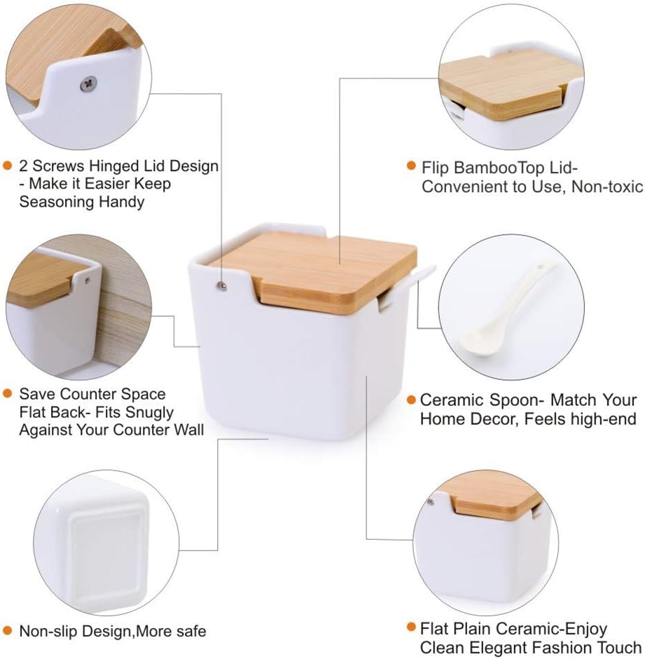 Hottest Sale Porcelain Sugar Bowl Condiment Jar-Ceramic Spice Container with Flip Top Bamboo Lids and Spoons, Set of 3 Sugar Container, 9.1 FL OZ, for Kitchen Home Exclusive Discount 80% Offer Porcelain Sugar Bowl Condiment Jar-Ceramic Spice Container with Flip Top Bamboo Lids and Spoons, Set of 3 Sugar Container, 9.1 FL OZ, for Kitchen Home