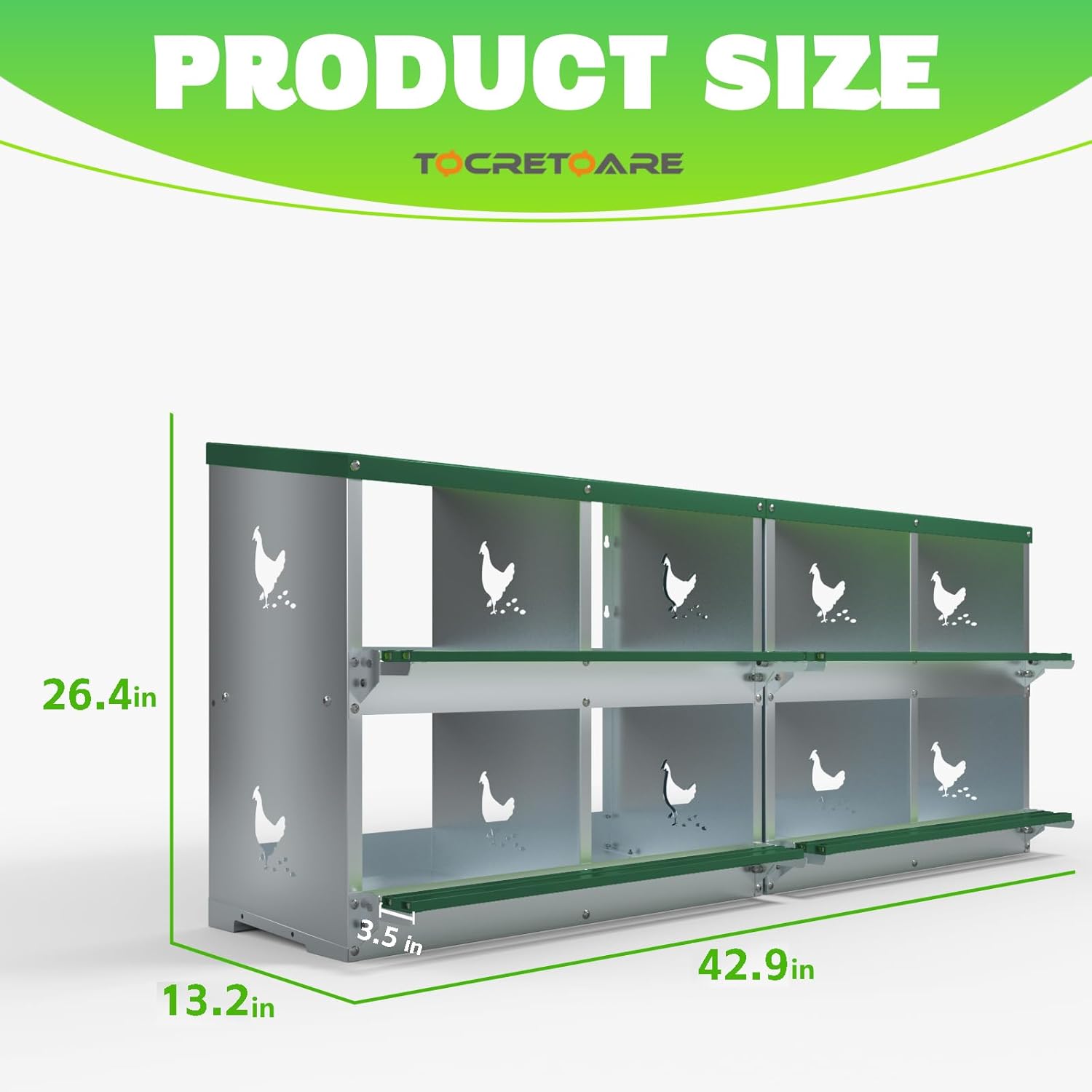 Chicken Nesting Boxes, 8 Hole Nesting Box for Laying Eggs, Heavy Duty Metal Nest Boxes for Chicken and Poultry to Collect Eggs, Chicken Laying Boxes Hens Chicken Coop Box