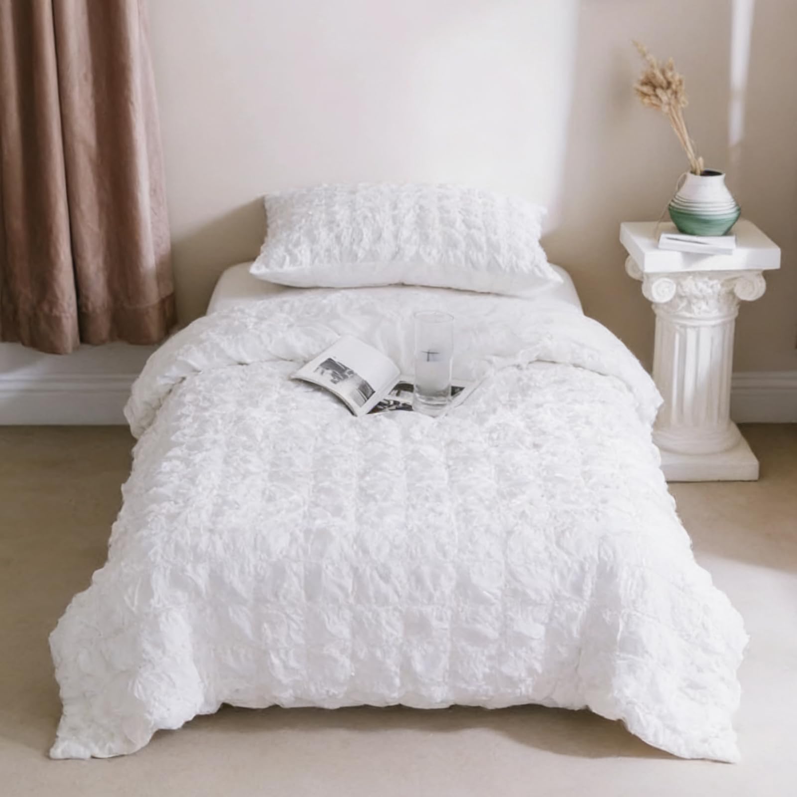 UhobeCap Weighted Blanket Cover, Seersucker, 48 * 72 Weighted Blanket Cover, 8 Corner Ties, Duvet Cover for Weighted Blanket, Blanket Cover only, Pillowcases not Included