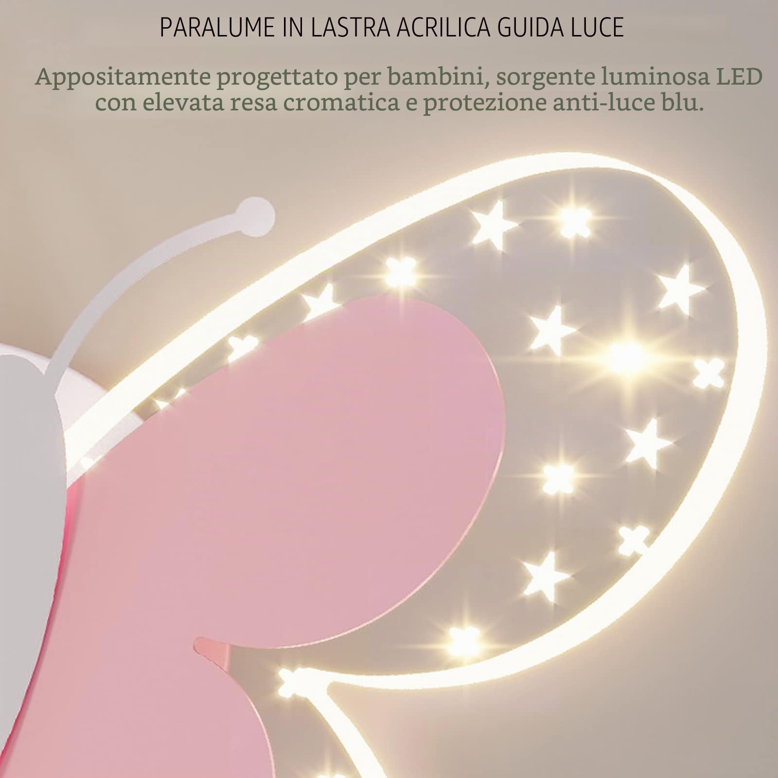 Lampada da Parete a LED per Cameretta dei Bambini, 16W Lampada a Muro con Interruttore, Effetto Stella Illuminazione a Parete per Camera da Letto, 3 Temperature di Colore Regolabili, Rosa