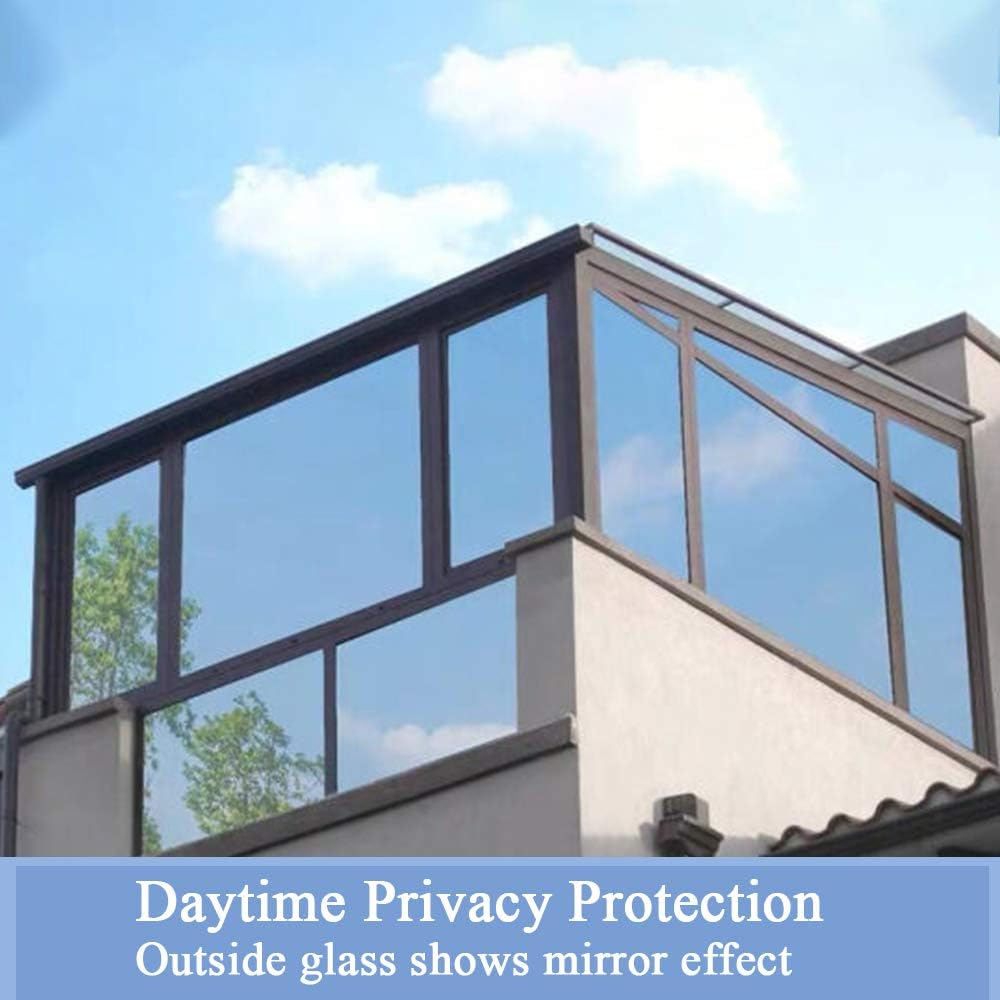 Lmlpt One Way Privacy Window Film See Out Not in Sun Blocking Windows Tint for Home Heat Control Dark Glass Tinting Films Self-Adhesive Anti UV Mirror Door Coverings Sticker,Magic Black,29.5X196.85in