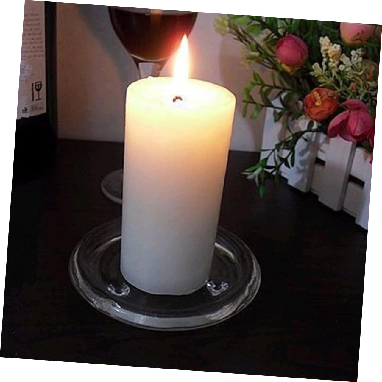 BESTOYARD 5pezzi Sottobicchieri per Candele in Vetro Rotondi Portacandele Colonna Vassoi Decorativi Sottobicchieri per Candele per Casa e Eventi