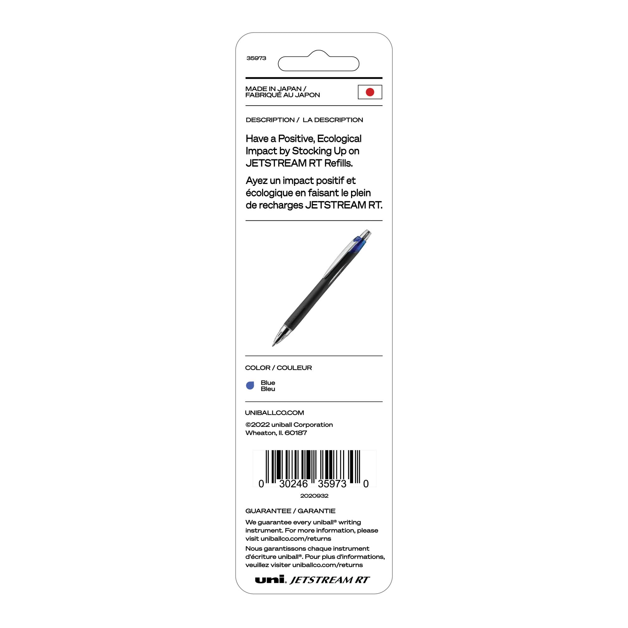 Uniball Jetstream RT Kugelschreiberminen, 1,0 mm mittlere Spitze, blaue Tinte, 6 Ersatzminen