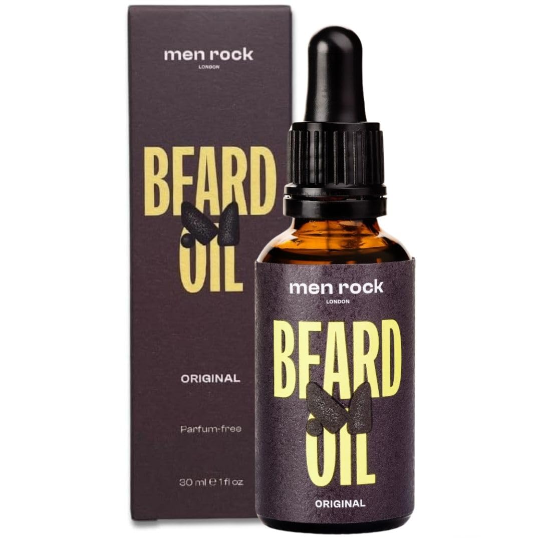 Men Rock Beard Oil - Original - Beard Oil for Men with Grapeseed Oil, Vitamin E - Mens Face Care - Skincare Products - Facial Hair Conditioner - 1 oz