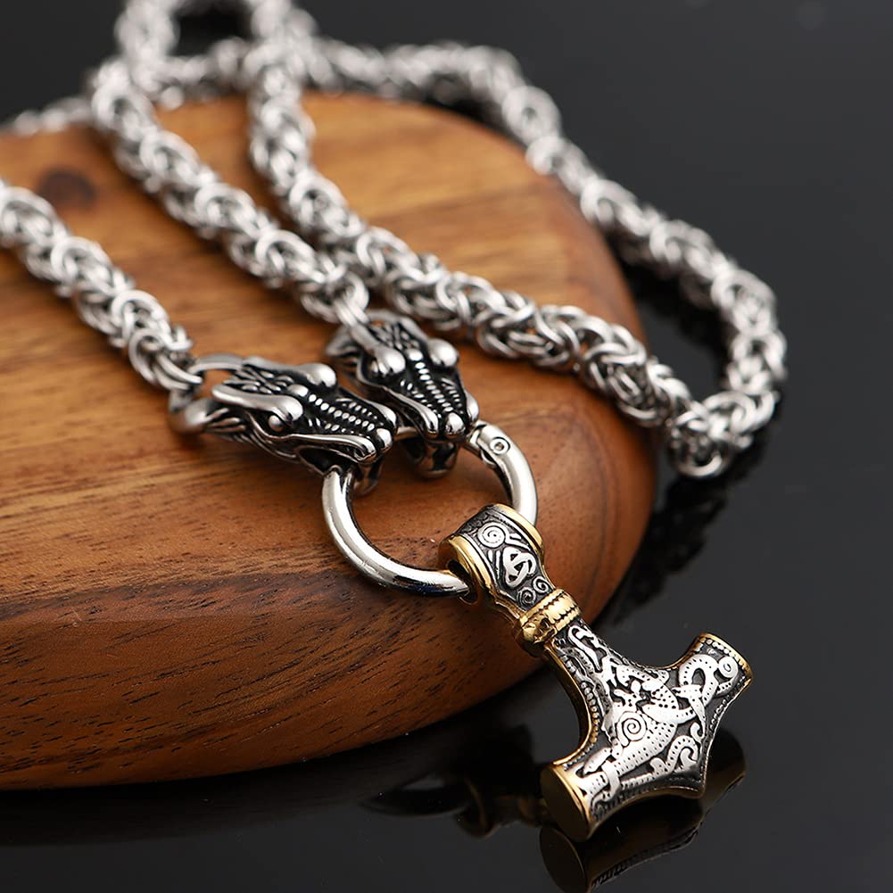 Naszyjnik ze stali nierdzewnej. Warkocz link paracord bransoletka Nordic Viking Talizman Biżuteria Łańcuch smoka
