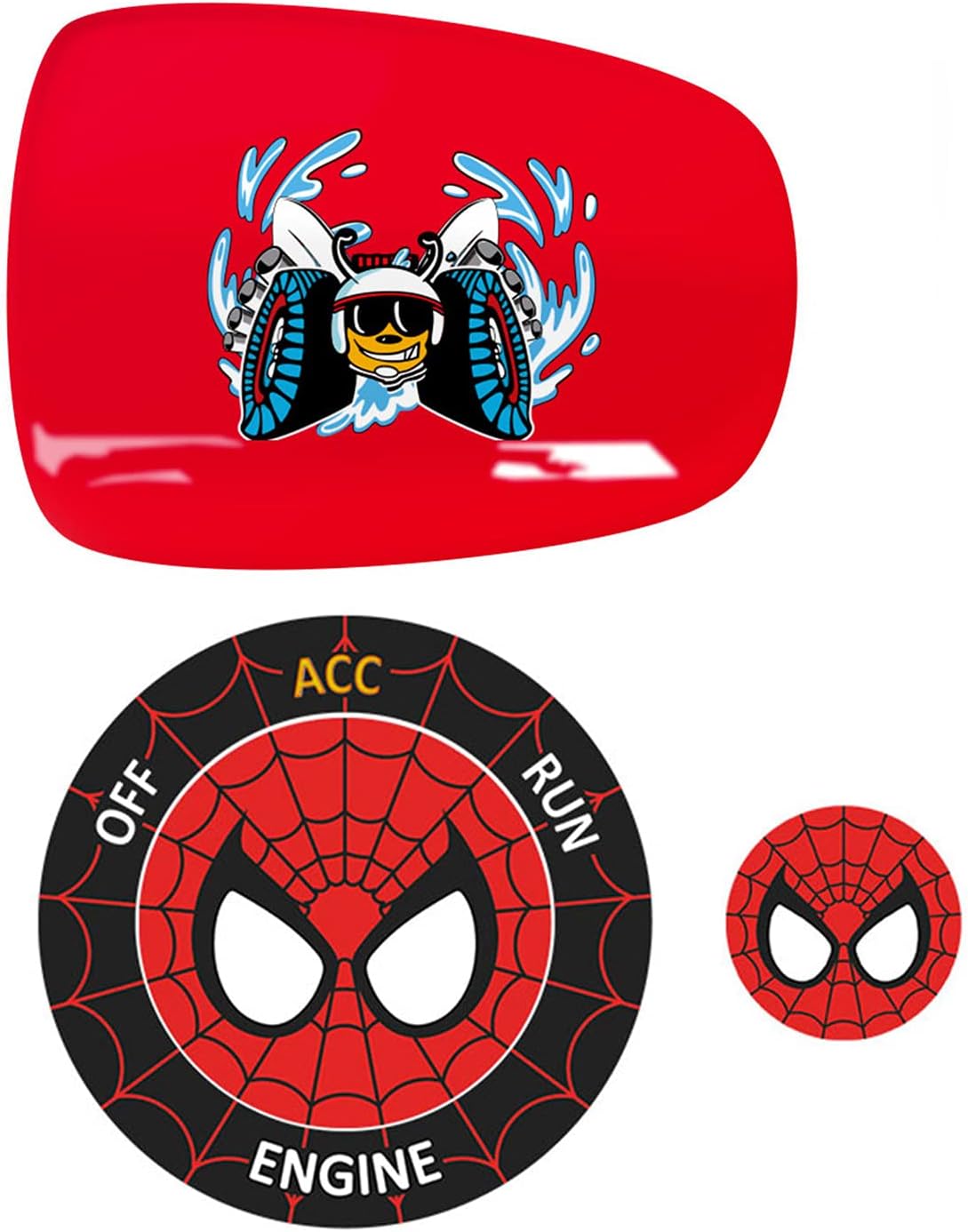 TOOLEPIC for 2015-2021 Dodge Challenger Charger Accessories Bundle,Ruby Red Gear Shift Knob Cover and Unique Style Start Stop Button Overlay Sticker.