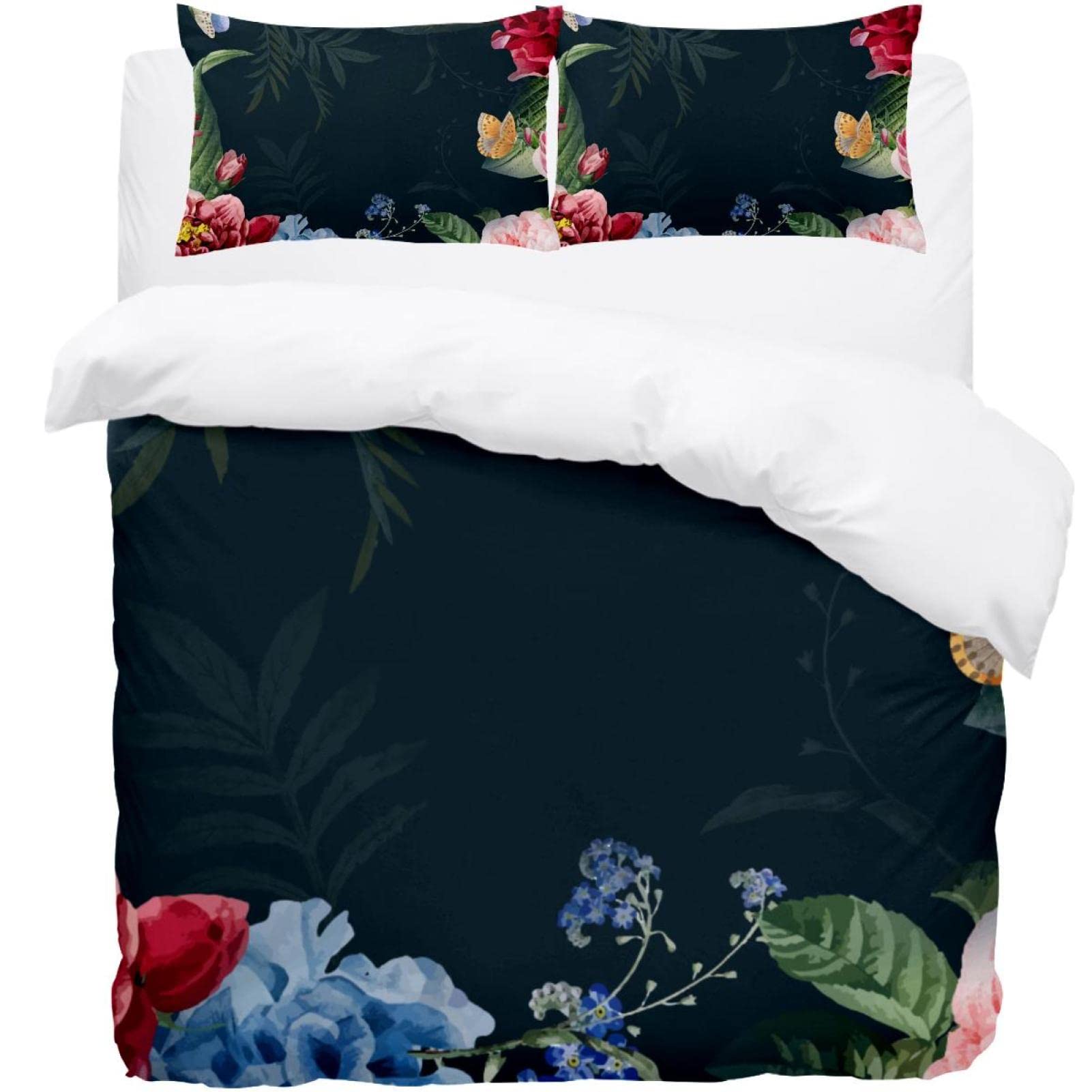 Housse de couette douce et 2 taies fleuries pour sublimer vos nuits et votre décoration