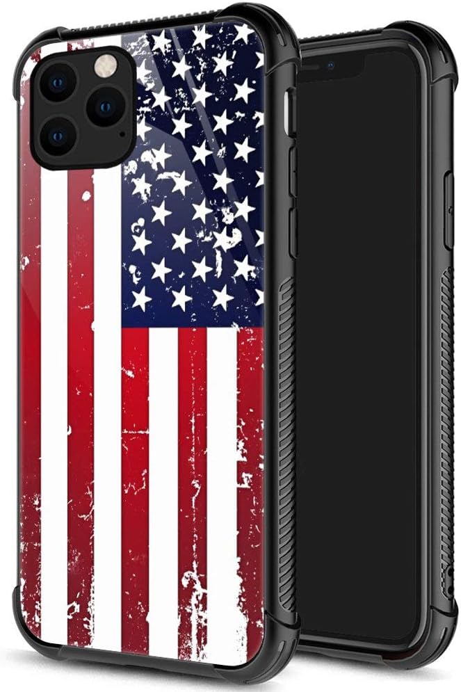 ZHEGAILIANiPhone 13 Pro case, Red and White USA Flag iPhone 13 Pro Cases for Men Boys, Pattern Design Shockproof Anti-Scratch Organic Glass Case for Apple iPhone 13 Pro 6.1-inch USA Flag
