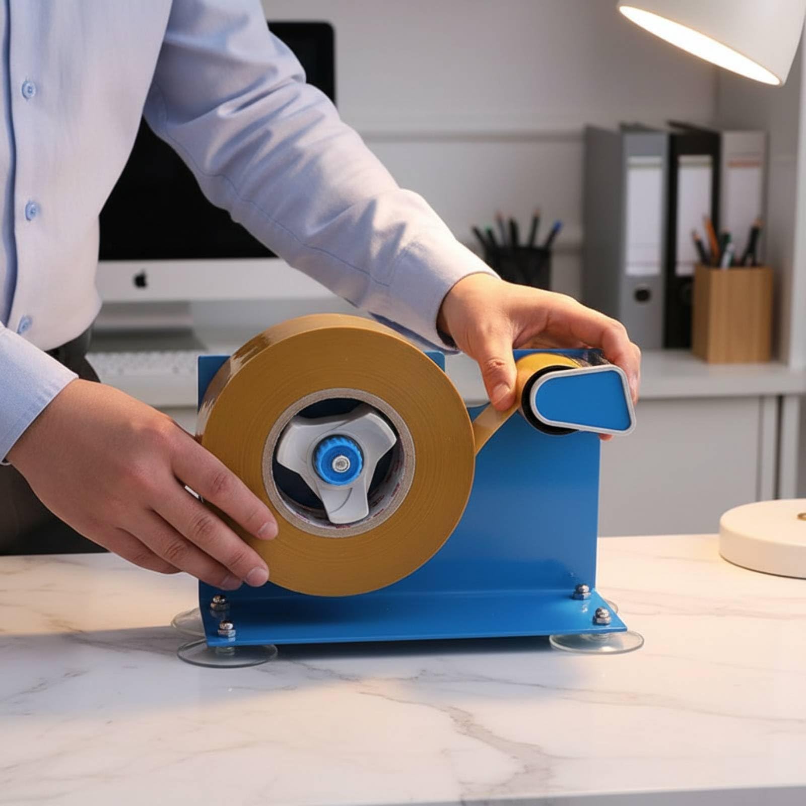 Dispenser di Nastro con Base a Ventosa Resistente Dispenser di Nastro con Taglio Dentata Universale Cancelleria per Imbtori