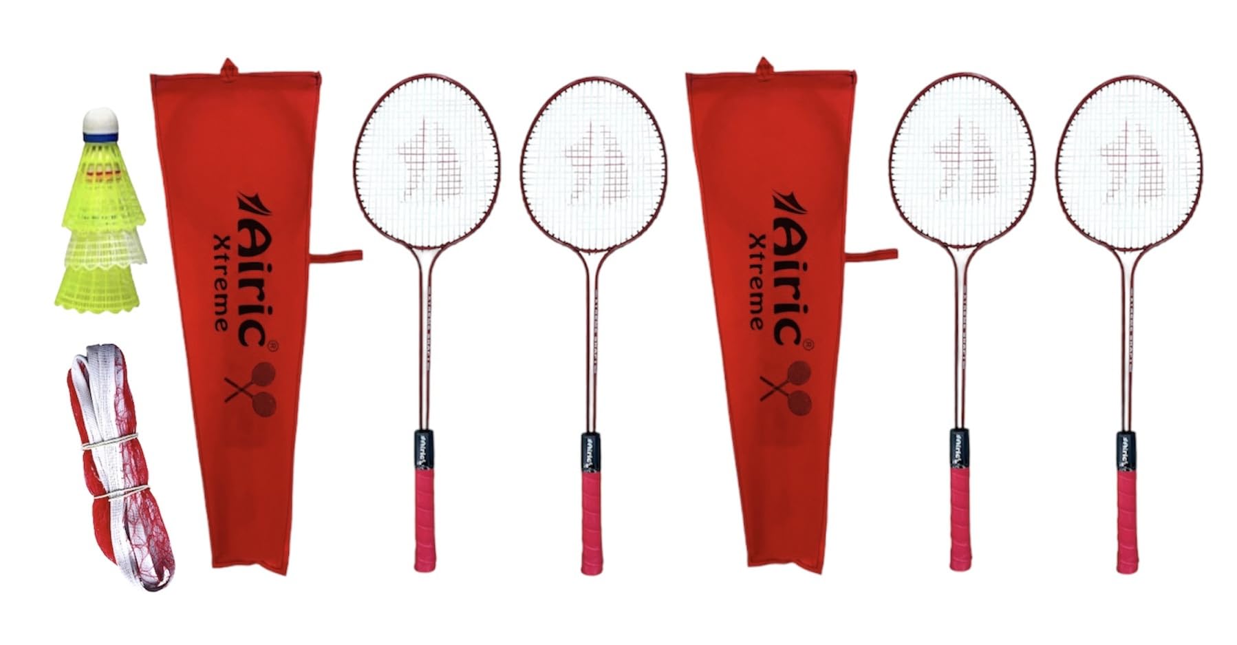 Classic Double Shaft Xtreme Set of 4 with 3 Plastic Shuttles and Net Badminton Kit (Red) (B0CL9TYQ17) Amazon Price History, Amazon Price Tracker