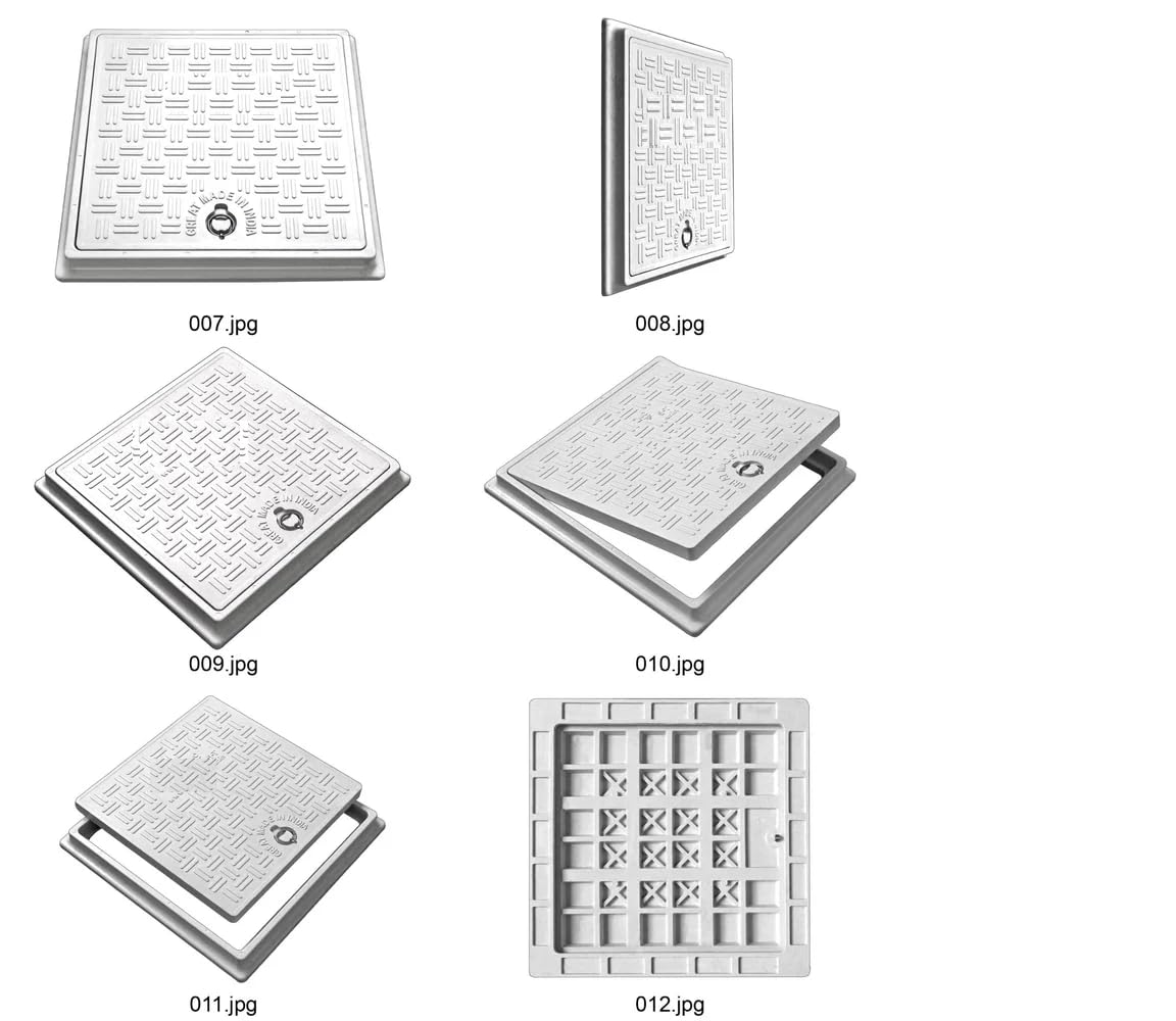 Imaashi® Fiber Reinforced Polymer (FRP) 5 Tons Capacity Manhole Cover | Chamber Cover | Sump Cover, Water Drainage Sewer System Cap (Size 18x18 Inch) 2