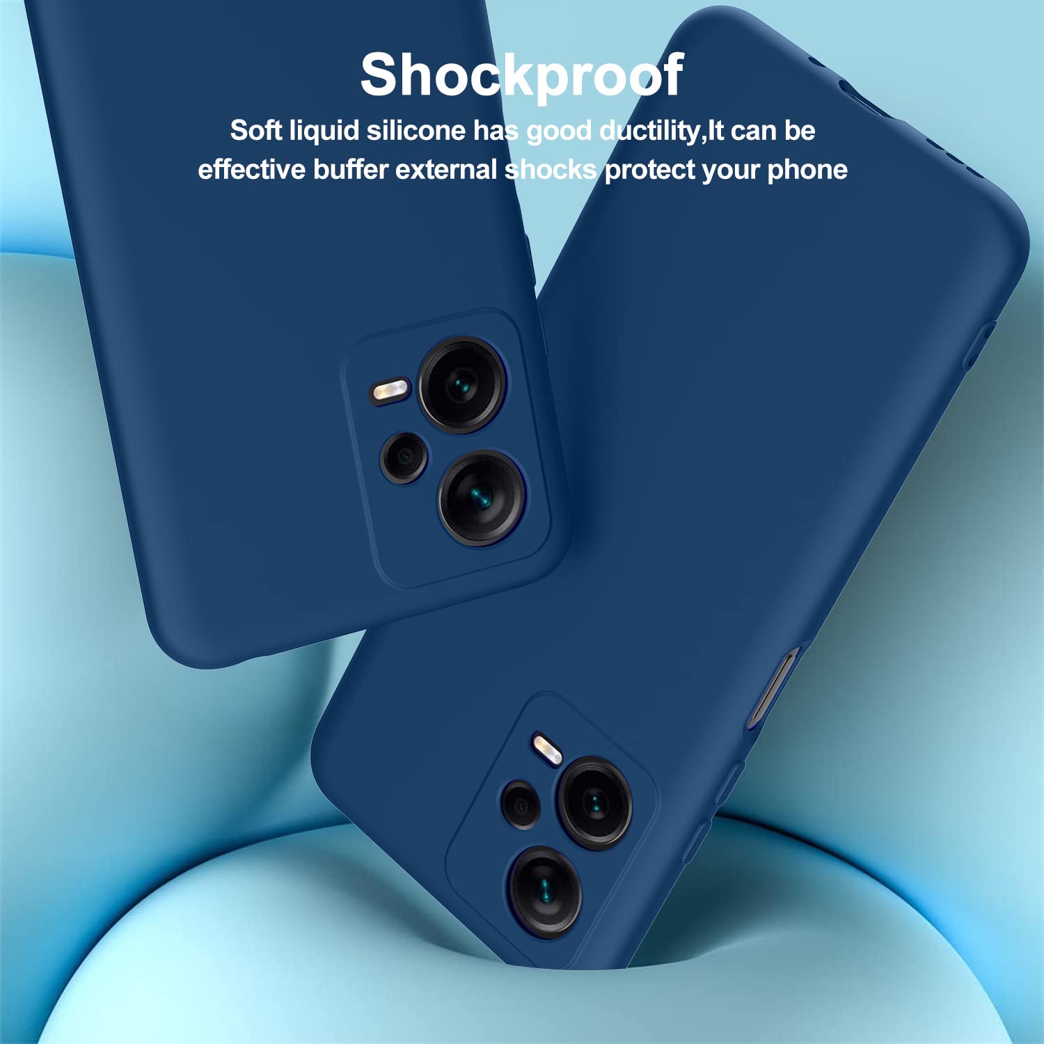 Zallagre Cover Compatibile con Redmi Note 12 5G/Xiaomi POCO X5,[2 Pack] Vetro Temperato,Protezione Fotocamera,360°Magnetica Anello Supporto,Slot Schede,Custodia con Cordino-Blu marino