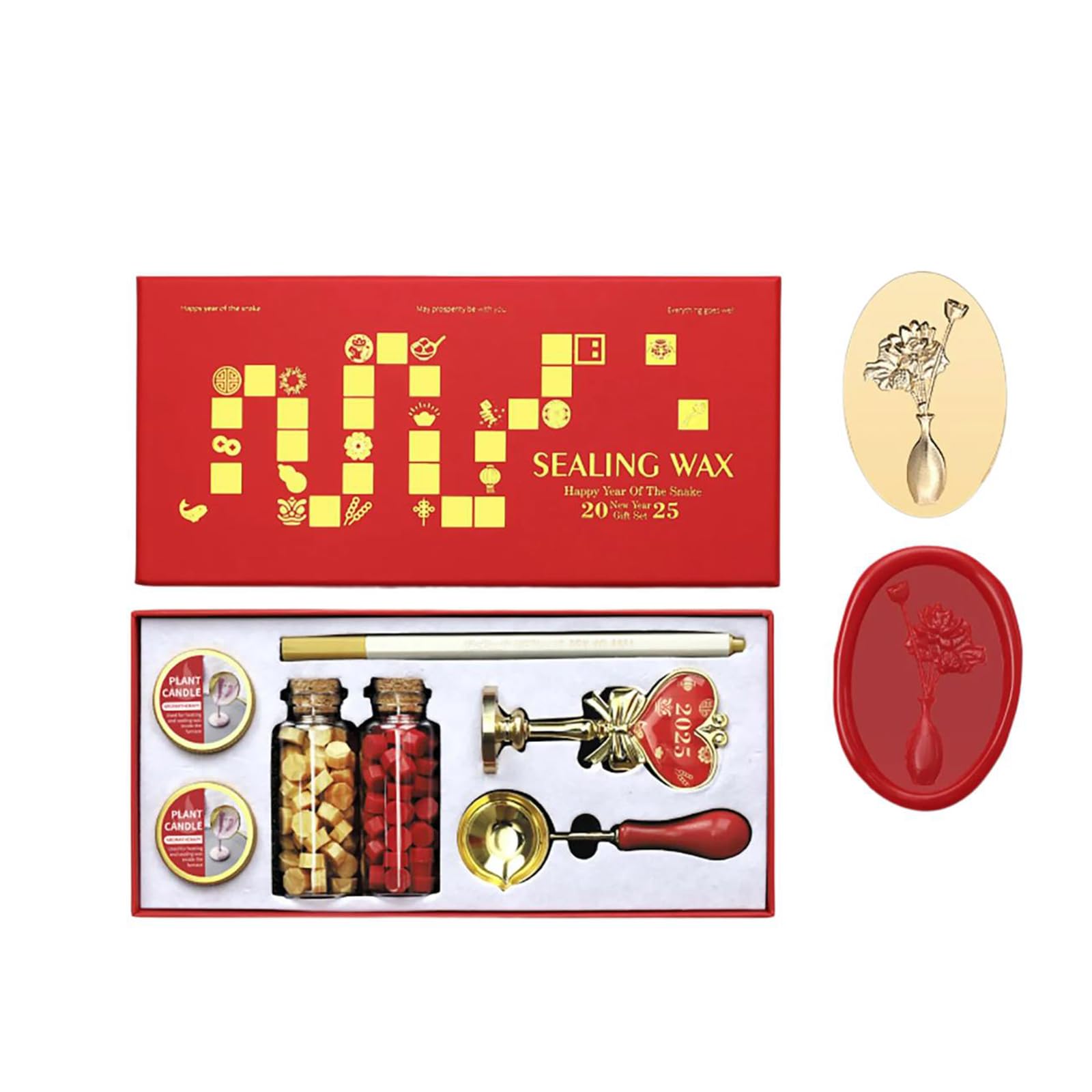 Yhplxyuus Year of the Snake Themed Seal Stamp Seal Beads Melting Spoon and Set for Envelope Card Party Invitation Decorative Envelope