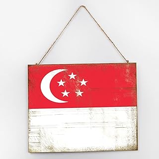 Singapore Table Decor Signs Rustic Established Wood Sign Decorative State Map Flag Wall Art Wood Plaque Sign Home Decor for Dinning Room Porch 10x12 Inch