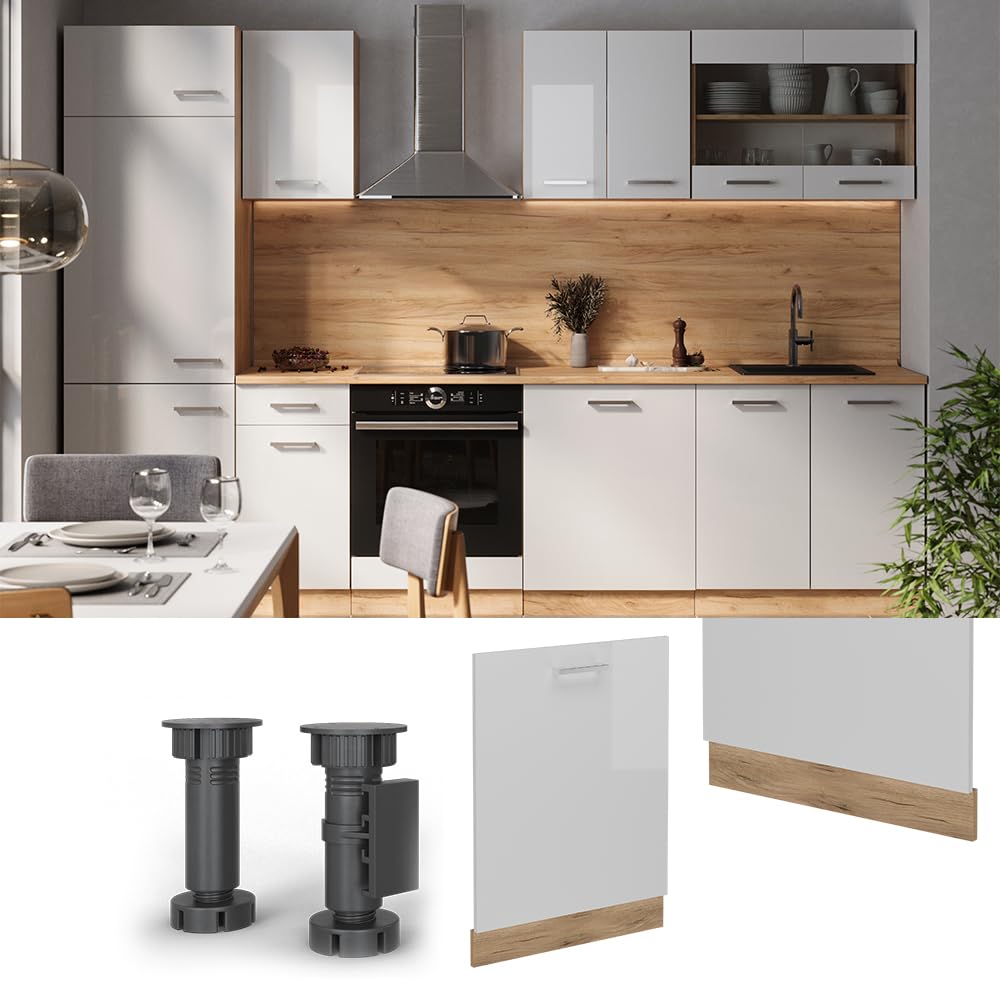 Vicco Frontblende R-Line, Weiß Hochglanz, 60 cm ohne Arbeitsplatte, zur freien Kombination innerhalb modularer Küchensysteme