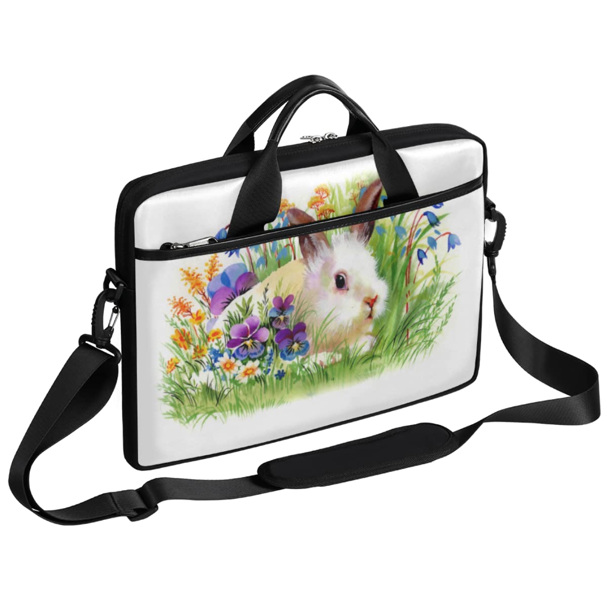 TropicalLife GIGIJY Królik Laptop Case Bag Easter Rabbit Bunny Canvas Teczka 13 w 13,3 w 14 w 15 cali dla dzieci chłopców dziewcząt kobiet mężczyzn, wielobarwny, Rozmiar Uniwersalny