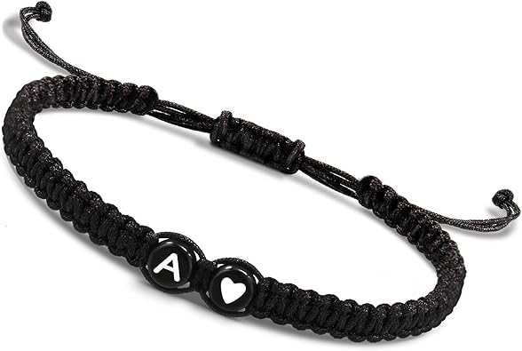 Btysun Initial Bracelets for Women Teen Gifts Trendy Stuff Best Friend Birthday Gifts Graduation Adjustable Letter A-Z Braided Bracelets Heart Link Sister Daughter Mother's Day Mom Female Christmas Jewelry