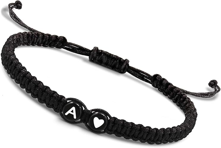Btysun Initial Bracelets for Women Teen Gifts Trendy Stuff Best Friend Birthday Gifts Graduation Adjustable Letter A-Z Braided Bracelets Heart Link Sister Daughter Mother's Day Mom Female Christmas Jewelry
