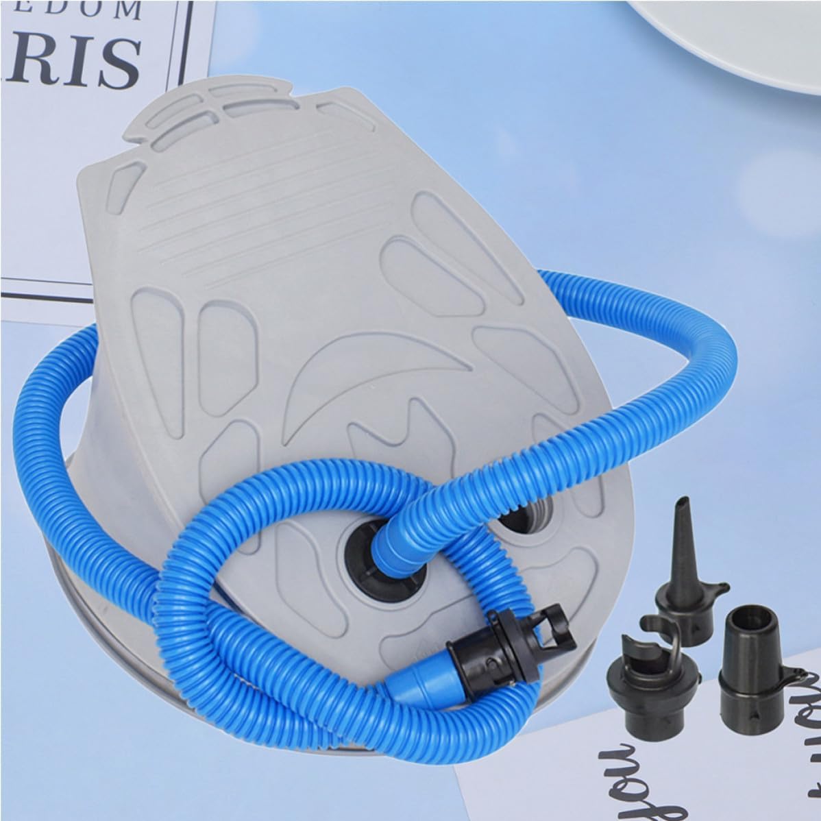 9 Inch Pedal Air Pump Inflator Portable Dual Purpose Air Pump for Inflatable Beds Lightweight Multi-Purpose Inflator for Boats and Outdoor Random Color