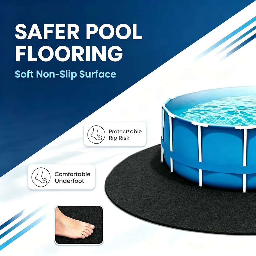 Anyingkai Tapis de Sol pour Piscine Ronde 4m, Tapis Piscine Hors Sol AntidéRapant et Ultra Absorbante, Pliable Tapis sous Piscine Hors Sol, Tapis Spa pour L'extérieur et L'intérieur