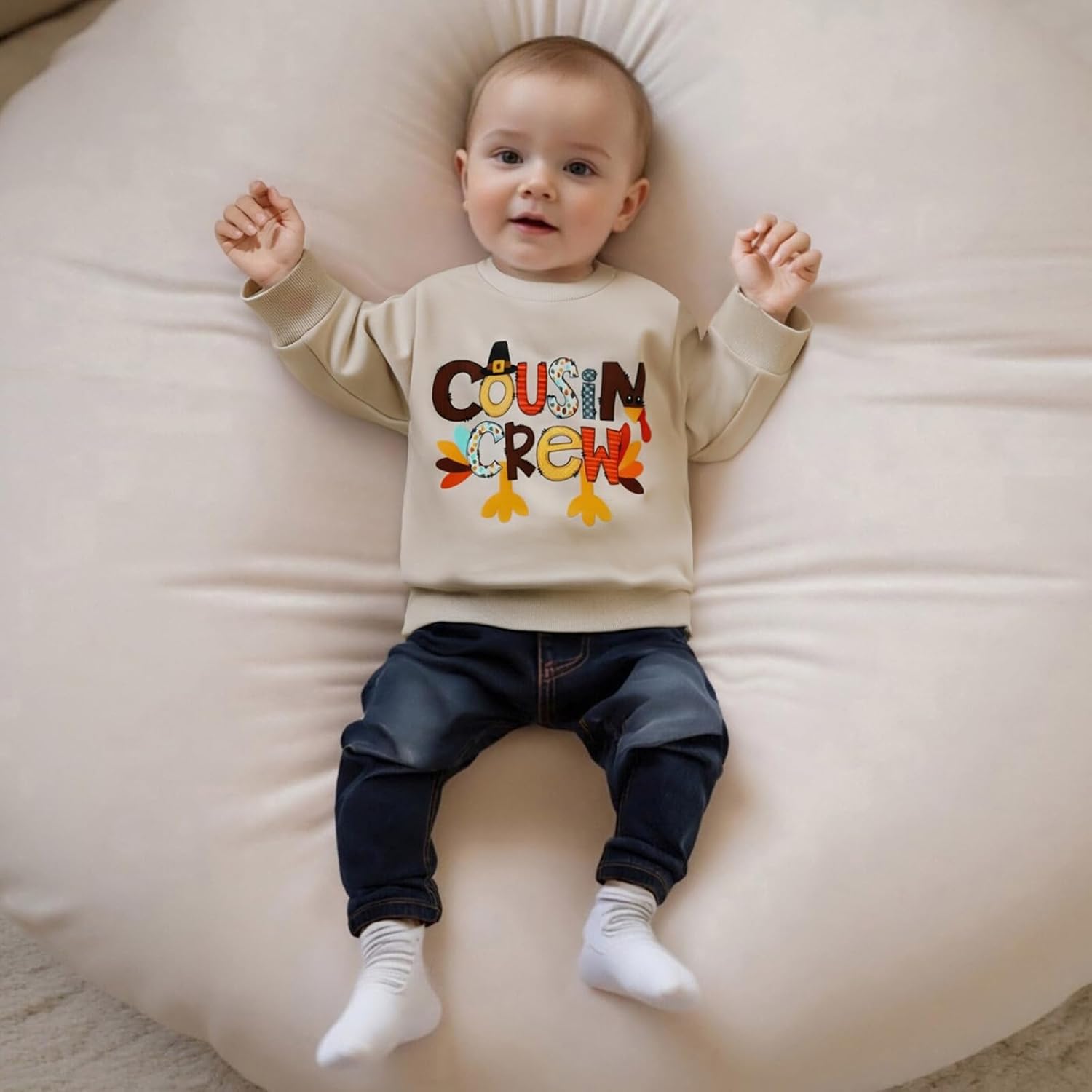Hekkomird Baby Boy Girl Cute Turkey Print Long Sleeve Sweatshirt Top Toddler Thanksgiving Outfit