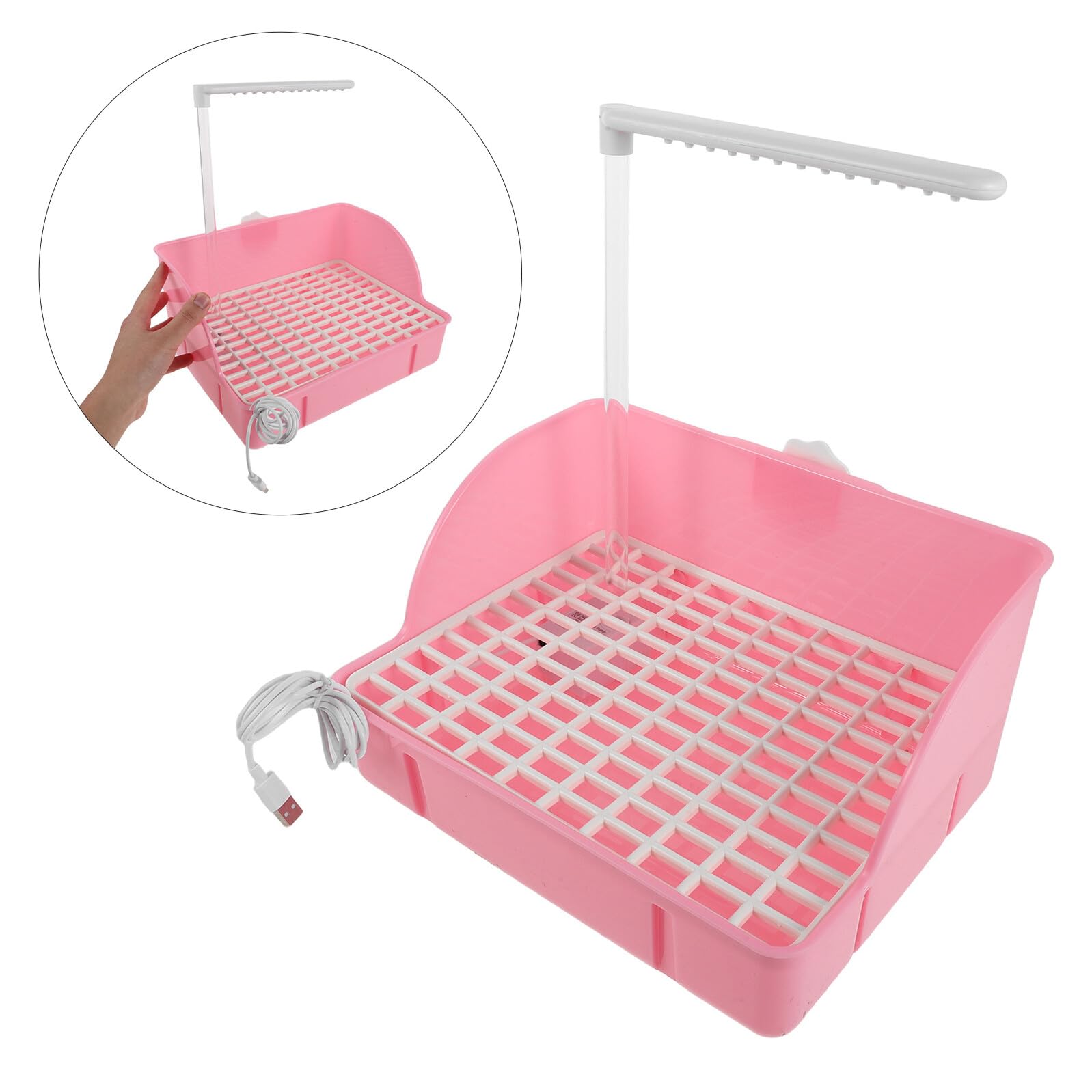 Vasca da Bagno per Uccelli Pappagalli Rosa Funzione di Circolazione e Filtraggio Silenzioso, Box Doccia Multifunzionale per Parrocchetti e Calopsitte, Accessorio per Gabbia