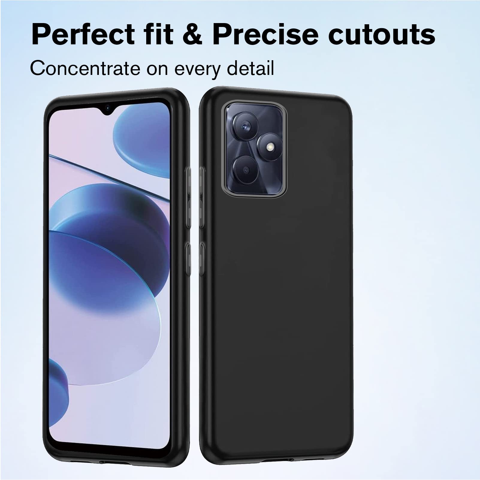 [4 Pezzi] Cover + 3 Vetri Temperati Per Realme C53 – Custodia TPU Trasparente E Pellicola 9H, Protezione Completa
