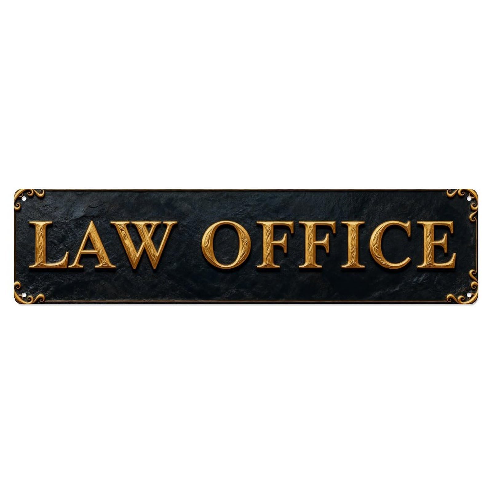Golden Text On Dark Background With Ornate Borders Metal Tin Sign Plaque