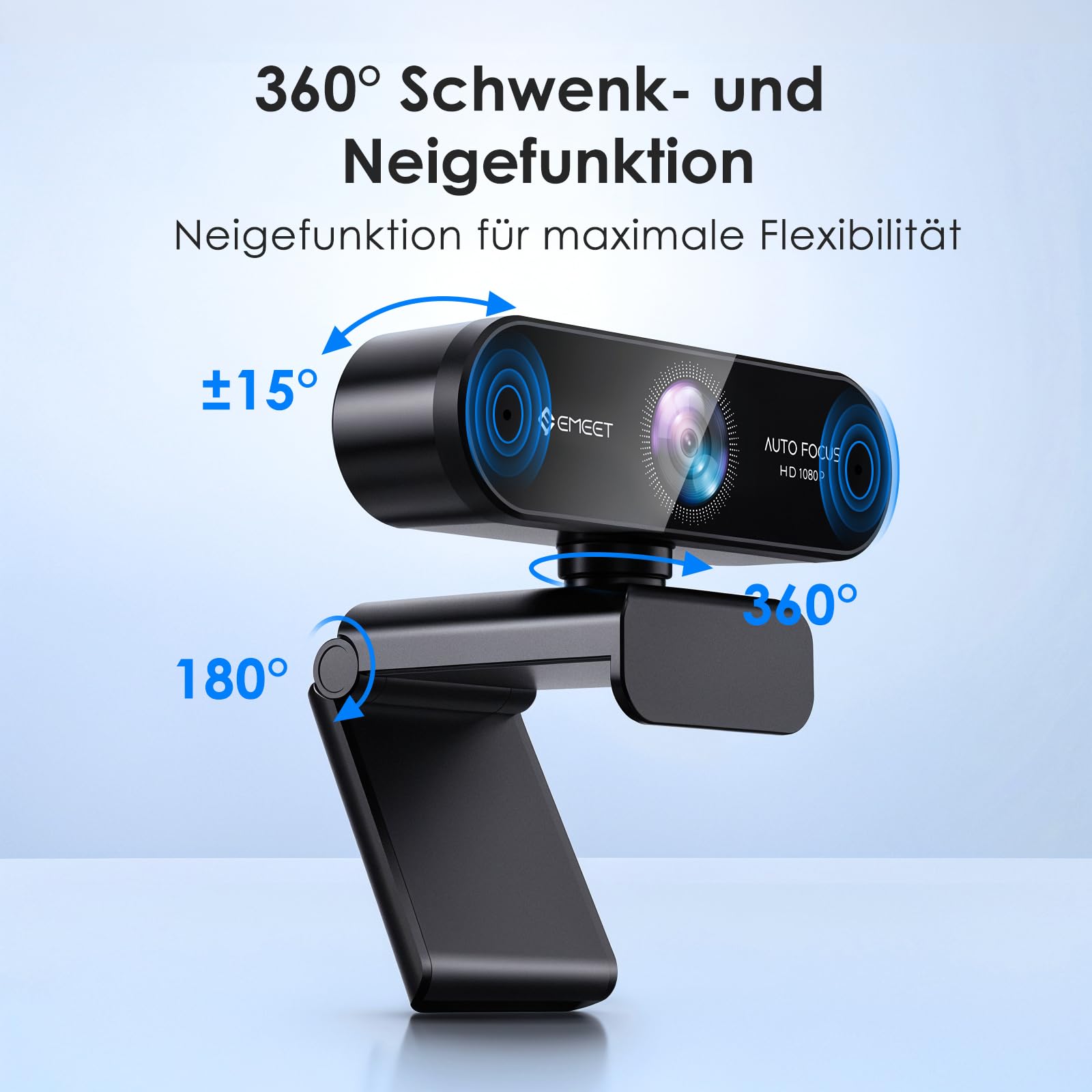 EMEET NOVA Webcam 1080P Full HD Autofokus 96° Weitwinkel Rauschunterdrückung