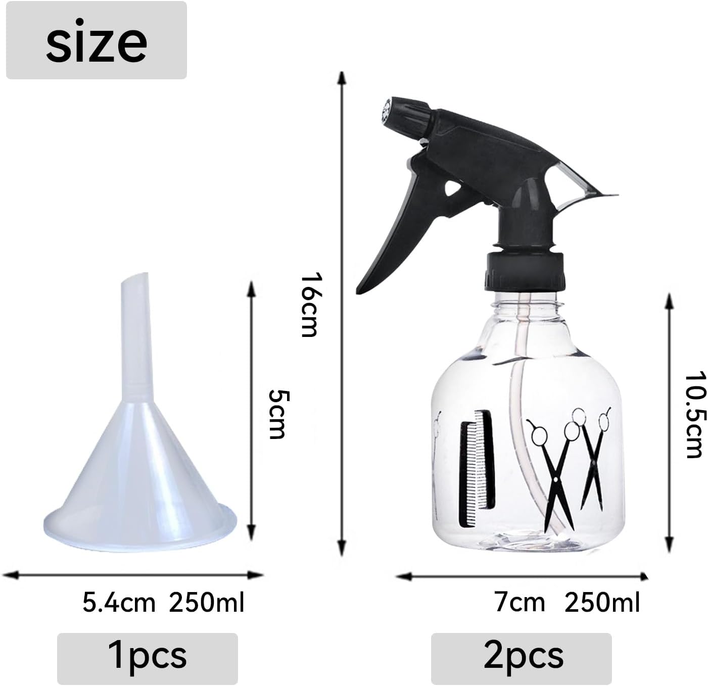 TAFACE Lot de 2 flacons pulverisateurs en plastique de 250 ml avec pointe de pulverisation reglable, anti-fuite, longue duree de vie - photo 2
