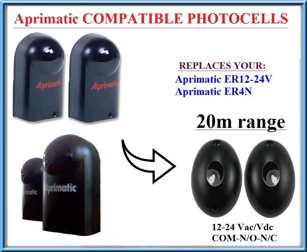 Aprimatic ER12-24V / Aprimatic ER4N fotocélulas de infrarrojos universal compatible. Par de exterior en múltiples fotocélulas sensores de seguridad! 12-24 V, N.O-COM-N.C con la gama 20 m