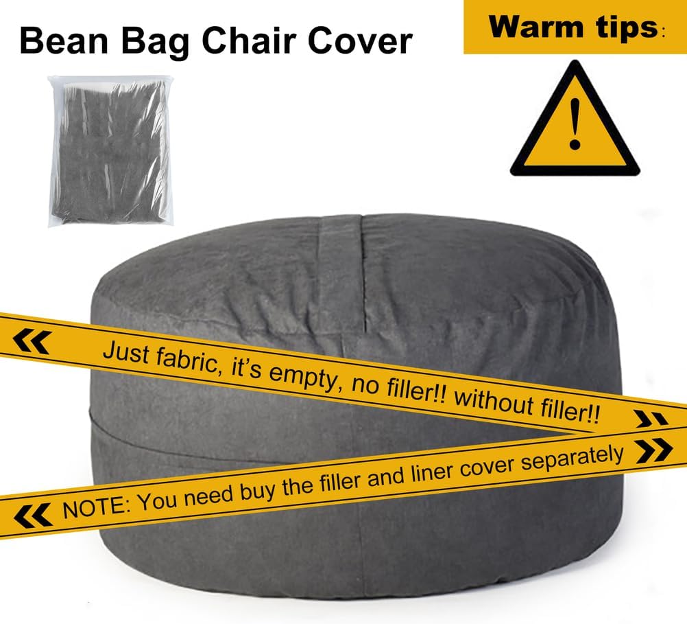 Giant Bean Bag Chair Cover(Cover Only, No Filler), Washable Round Soft Velvet Cotton Lazy Sofa Beanbag Cover for Adults, Teens,Green,4FT