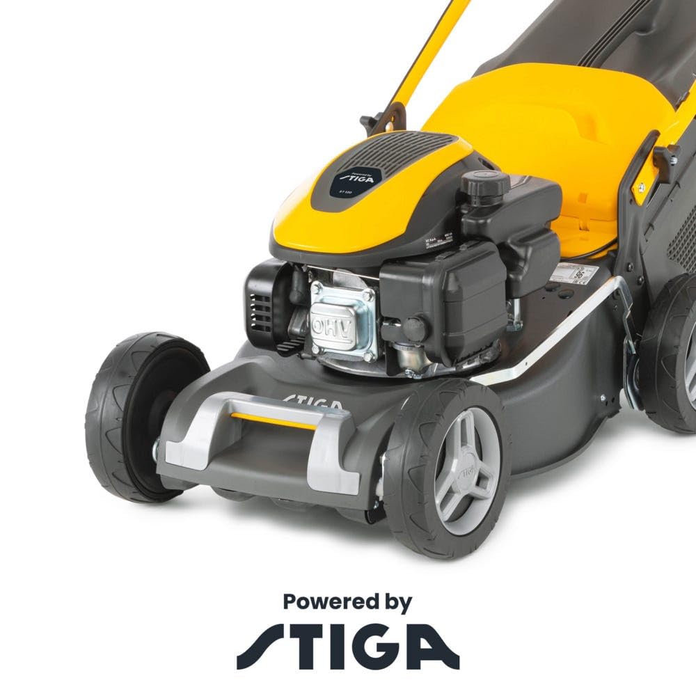 STIGA Collector 43 - Cortacésped de explosión 123 cm³ 1,9 kW, Ancho de Corte 41 cm, Carcasa de Acero, Avance por Empuje, Ajuste centralizado de la Altura de Corte, Bolsa Recogida de 60 litros