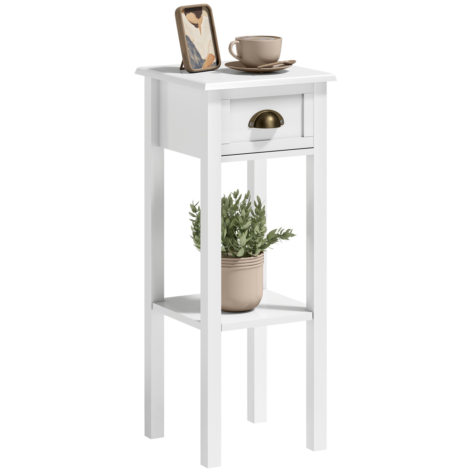 HOMCOM Tavolino da Salotto a C Stile Industriale, Comodino di Design