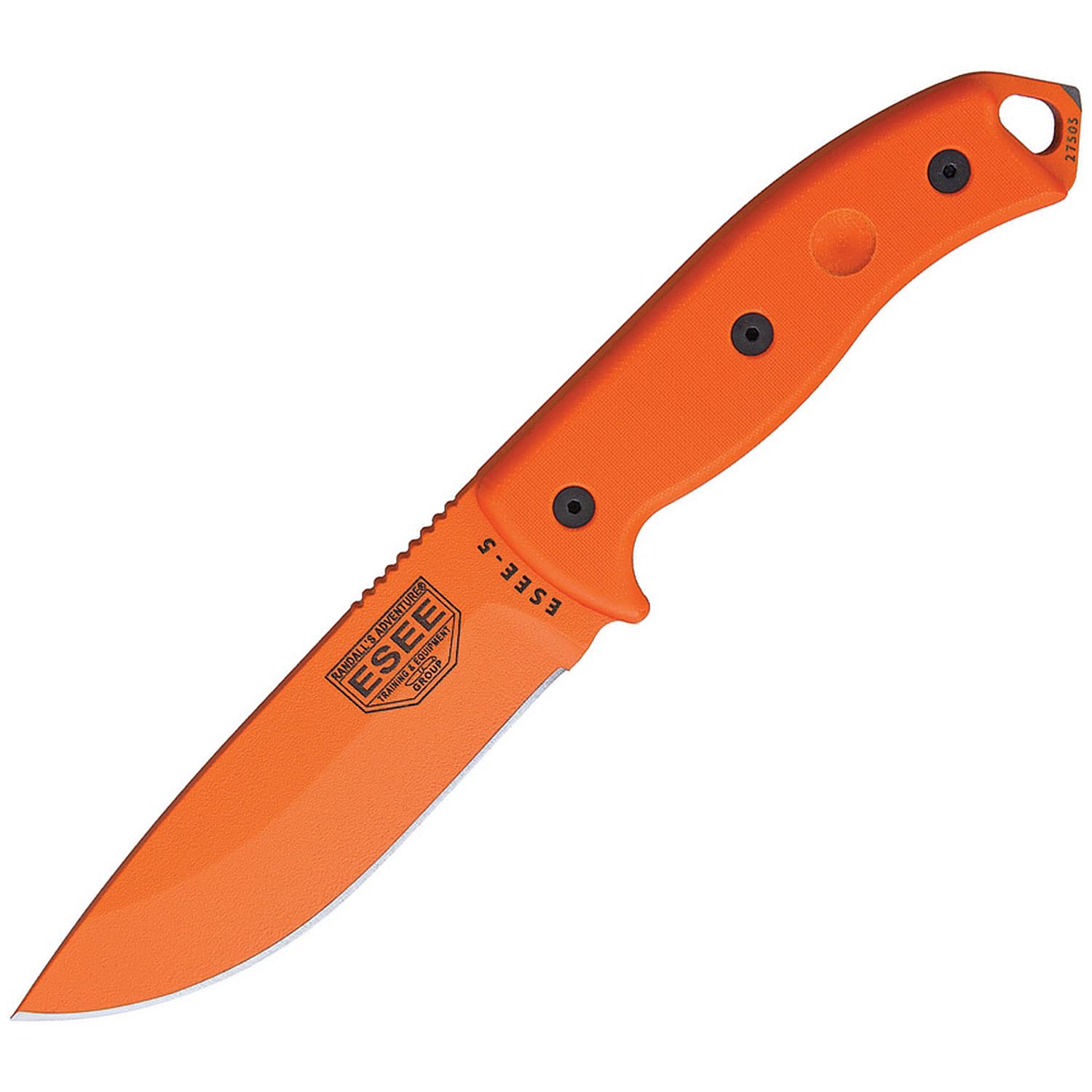 5POROR Orange Fixed Blade Survival Knife w/Sheath
