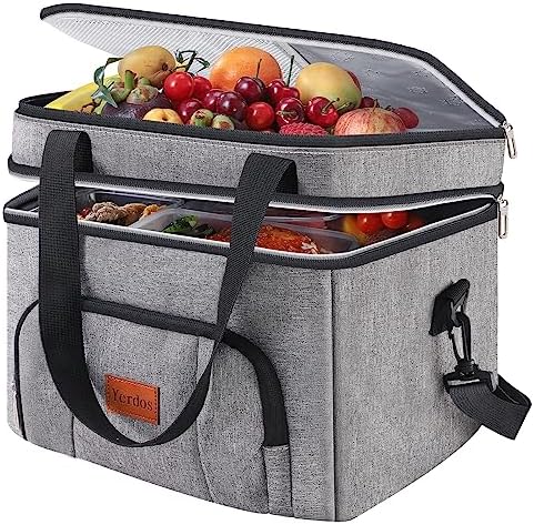 Yerdos Lunch Bag Women Insulated Lunch Box for Men, Light Durable Tote Bag with Adjustable Shoulder Strap for Office Work Picnic Hiking Beach Fishing-(Dark Grey)