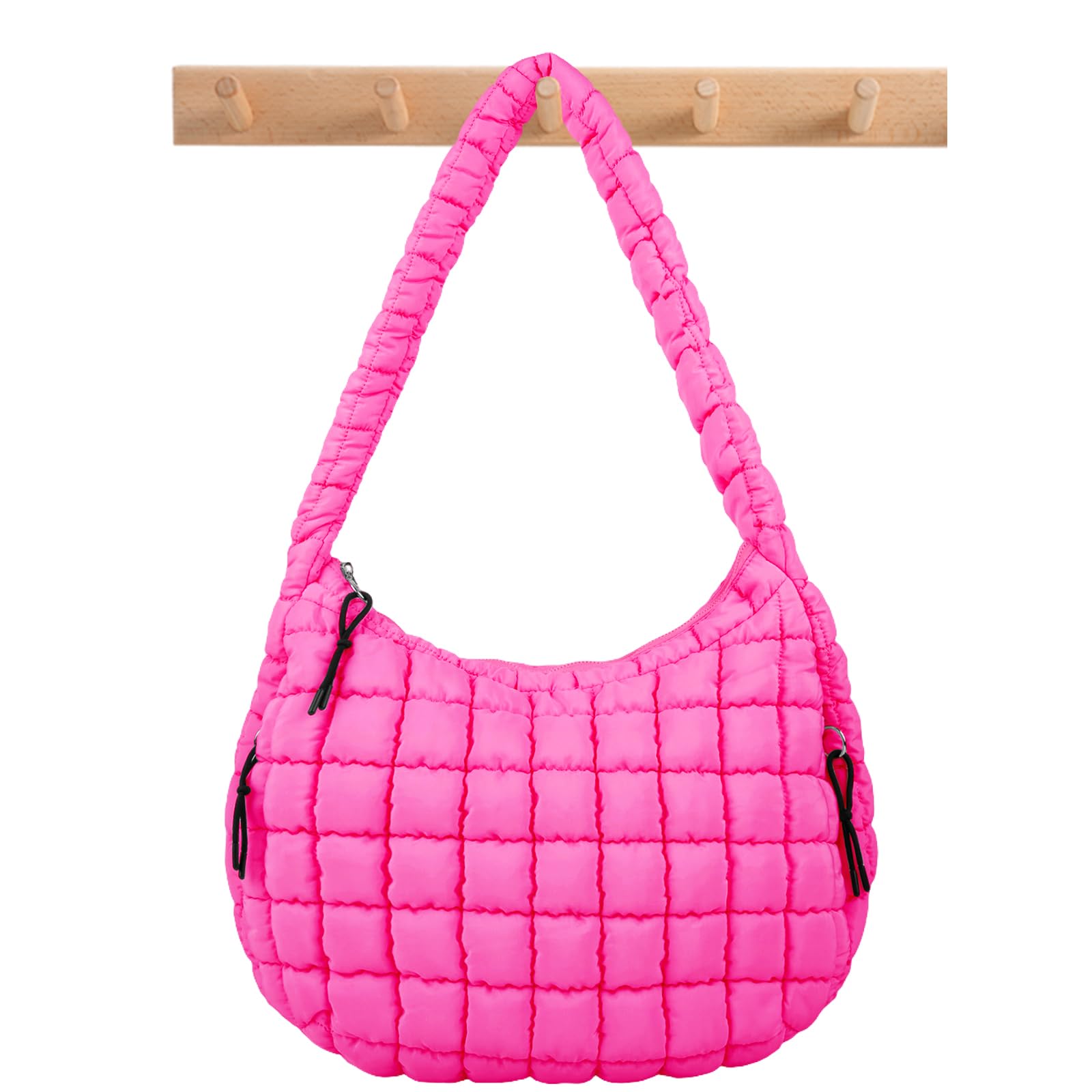 Quilted Puffer Tote Bag Puffy Crossbody Shoulder Bag with Zipper, Nylon Hobo Handbag Travel Carryall Bags for Women Girls