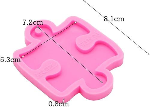 Miniatura 2 de Molde de llavero de resina de silicona lindo rompecabezas con forma de rompecabezas molde de fundición de resina para joyas y llaveros colgante de