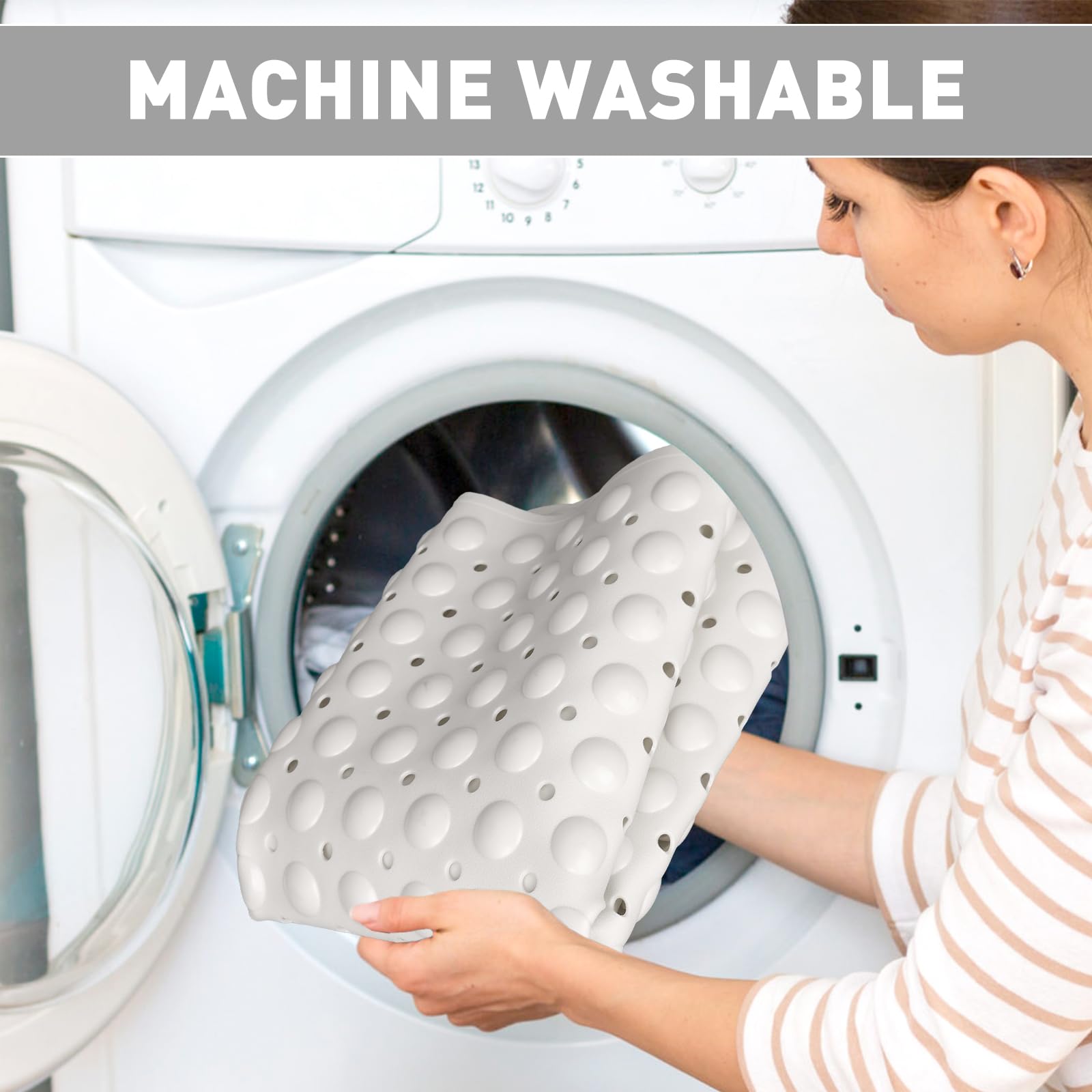 Tapis de douche antidérapant : tapis de douche extra large en TPE pour l'intérieur – Tapis de douche antidérapant mat avec trou de drainage et ventouses pour personnes âgées