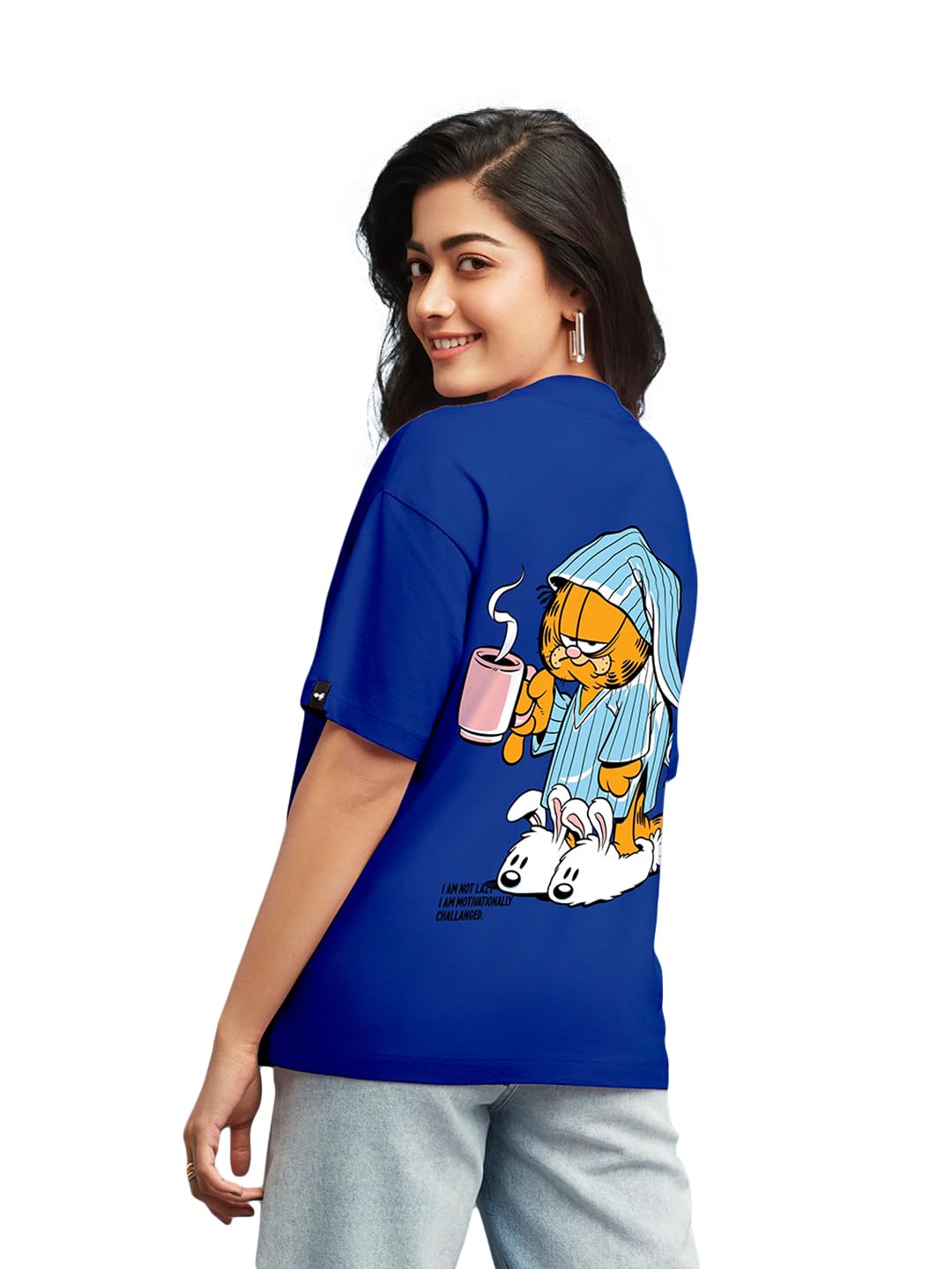 X Official Garfield Merchandise Women's Lazy Garfield Graphic Printed 100% Cotton T-Shirt