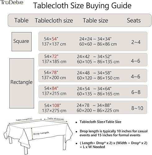 Miniatura 7 de TruDelve Mantel de vinilo resistente de plástico para mesa de cocina, comedor, mantel impermeable de PVC lavable para mesa rectangular (54 x 72