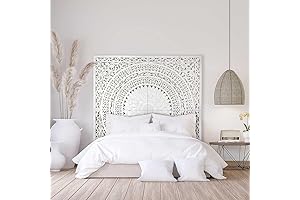 Seruni White Queen Wood Headboard: Rustic Charm for Your Bedroom