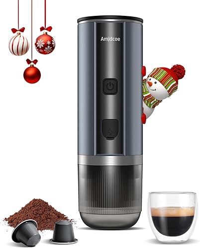Máquina de café expreso portátil, 20 bares, eléctrica para viajes, campamento, mini cafetera recargable USB-C para cápsulas NS y café molido, gris