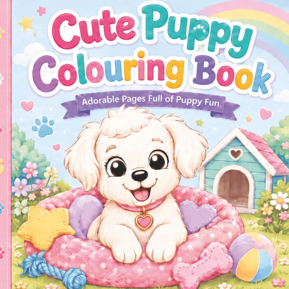 Cute Puppy Colouring Book: Adorable Pages Full of Puppy Fun