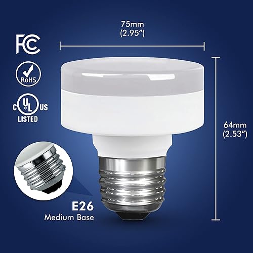 Miniatura 2 de Bombilla LED de disco para armario regulable 11 W 60 W de reemplazo 800 lúmenes 4000 K blanco frío base mediana E26 120 V certificación UL paquete