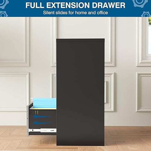 Miniatura 6 de Archivador de 3 cajones, archivadores laterales para oficina en casa, cajones de almacenamiento de oficina con cerradura, archivos colgantes tamaño