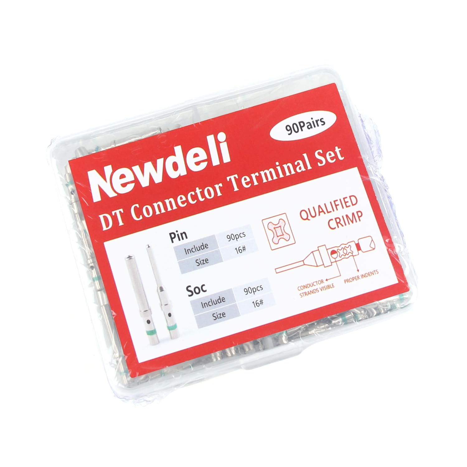 Newdeli Deutsch - Juego de 90 pares de pines sólidos Deutsch y enchufe DT contacto/terminal, conector DT tamaño de contacto 16 clavijas macho y hembra