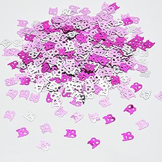 LGT 18th Birthday Confetti Table Decor scatter Pink, Cerise and Silver sprinkles (18th pink and silver)